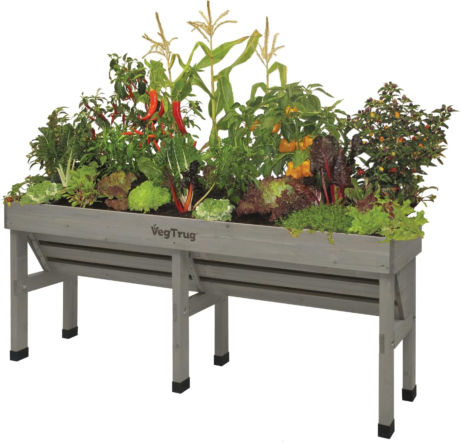 Wall Hugger, Grey Wash, Medium 1.8m - Cedar Wood Raised Garden Bed -Outdoor Space-Saving Vegetable and Herb Planter Box for Balcony, Patio, Courtyard Gardening