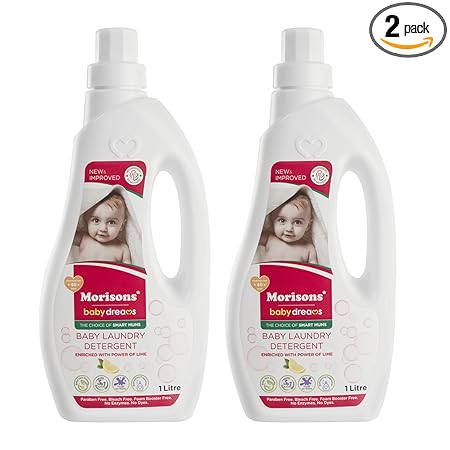 Morisons* babydreams THE CHOICE OF SMART MUMS Baby Laundry Detergent|Tough On Stains|Safe For Babies|Refreshing Fragrance|No Harsh Chemicals|1 Ltr Pack Of 2