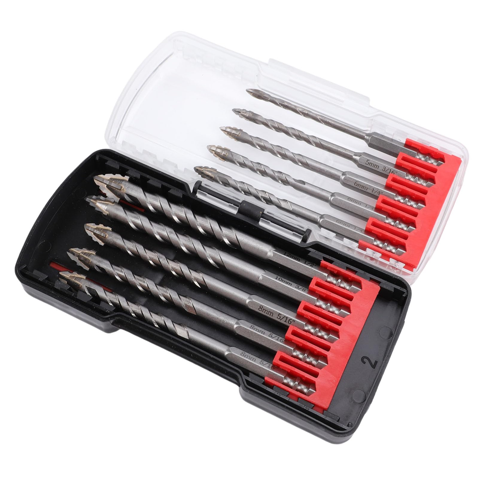 Cryfokt Juego de Brocas Dentadas con Punta de Carburo, Vástago Hexagonal para Mampostería, Hormigón, 10 Piezas, para Azulejos, Vidrio, Madera