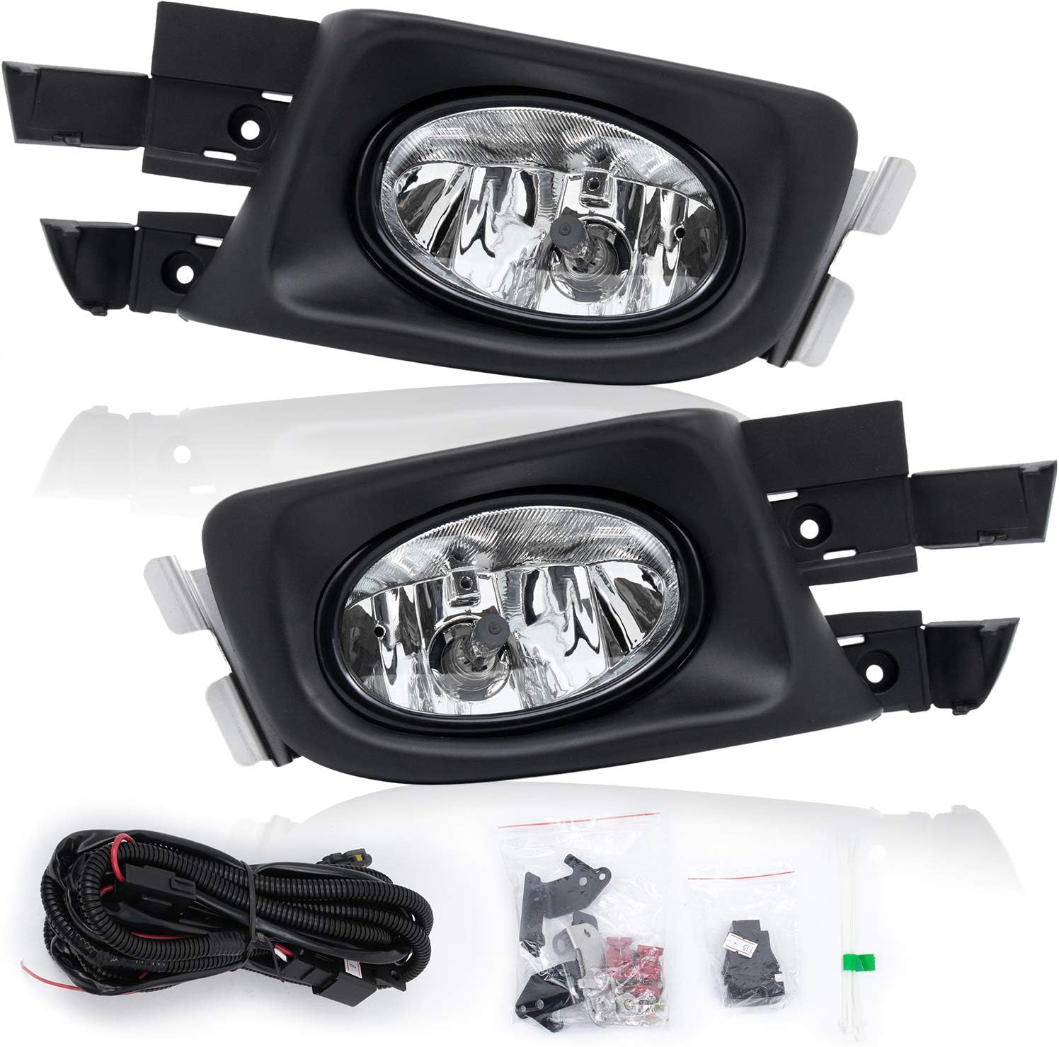 RP Remarkable Power, Fog Lights for 2003 2004 2005 Accord 4Dr(4 Door) with Wiring Harness& Switch Clear Lens Driving Bumper Fog Light Kit FL7052