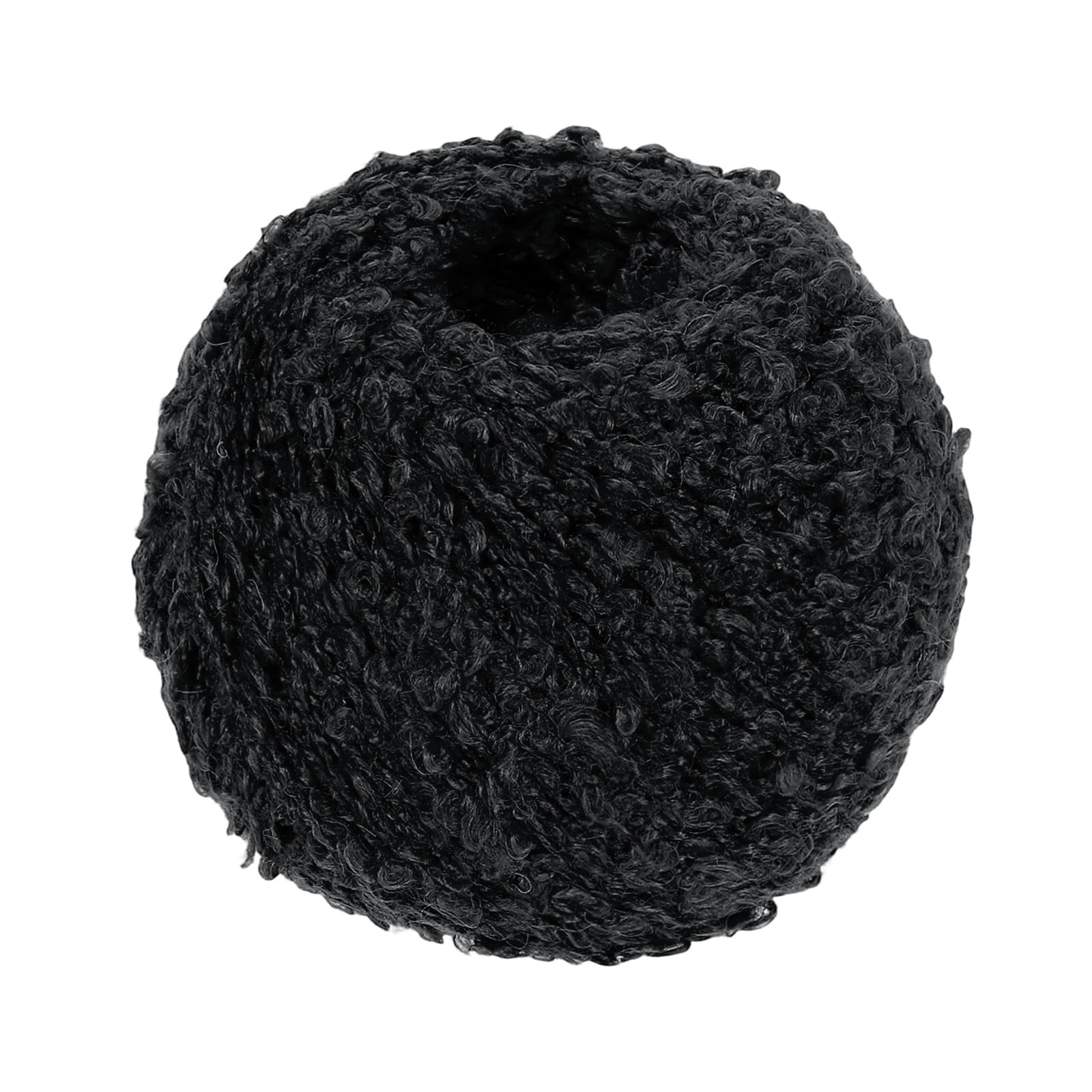 sourcing map Wool Acrylic Fancy Loop Yarn, 1-Ply Wool Roving Luxurious and Soft Yarn Fiber Curly Hair Coils Felt for Hand Knitting Crocheting (50 Grams, Black)