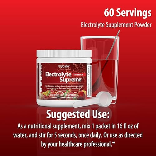 Miniatura 9 de Jigsaw Health Electrolyte Supreme  Amplio espectro de electrolitos + oligominerales  Sabor a ponche de frutas  60 porciones (tarro)