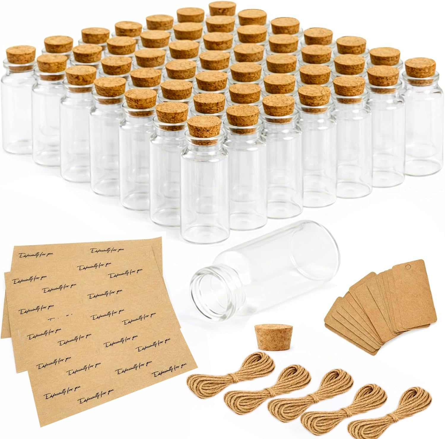 Otopone 50 Pcs 25ml Potion Bottles, Small Glass Jars with Lids, Spell Jars for DIY Crafts, Wedding Favors and Storage,Transparent Small Glass Bottles