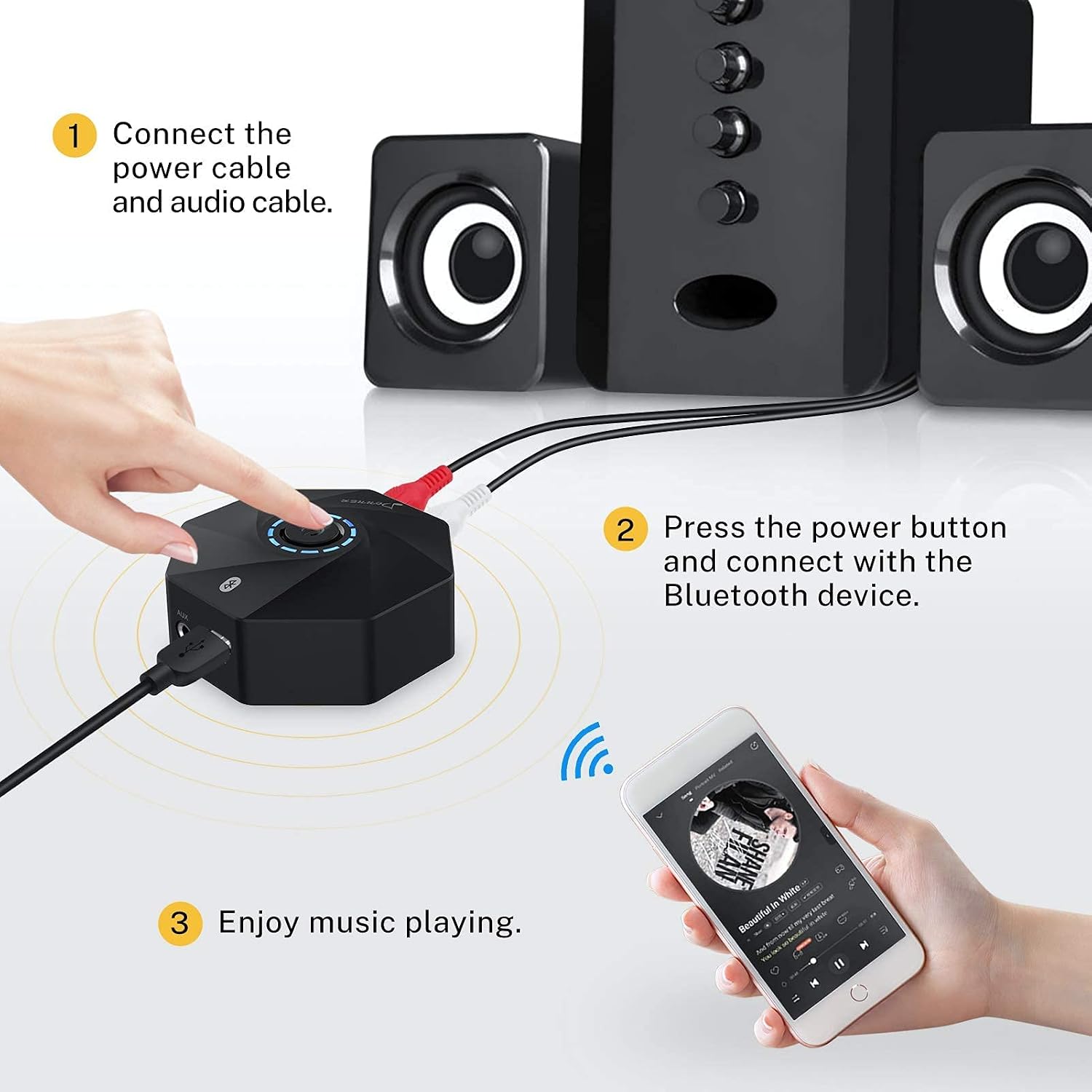 Donner Bluetooth Receiver, Bluetooth 5.0 Adapter for Home Stereo, 164ft Use Range, AptX/XLR/TRS Balanced RCA/ 3.5mm Aux Output Low Latency for Music Streaming Sound System