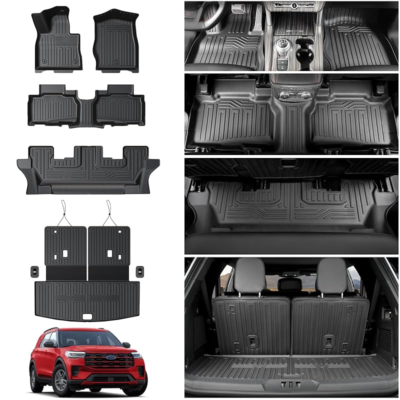 Tapetes Automotivos em TPE para Ford Explorer 2020–2026 com 7 Lugares, Tapete de Porta-Malas e Encosto HOUCLEMIC