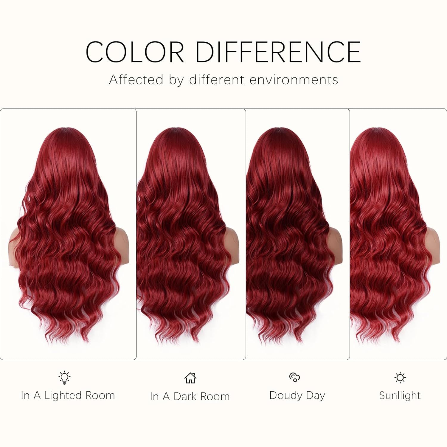 Red Wig with Bangs Long Wavy Curly Synthetic Heat-Resistant Wig for Women Natural-Looking for Daily Wear Cosplay and Halloween Party 28-Inch - Image 5