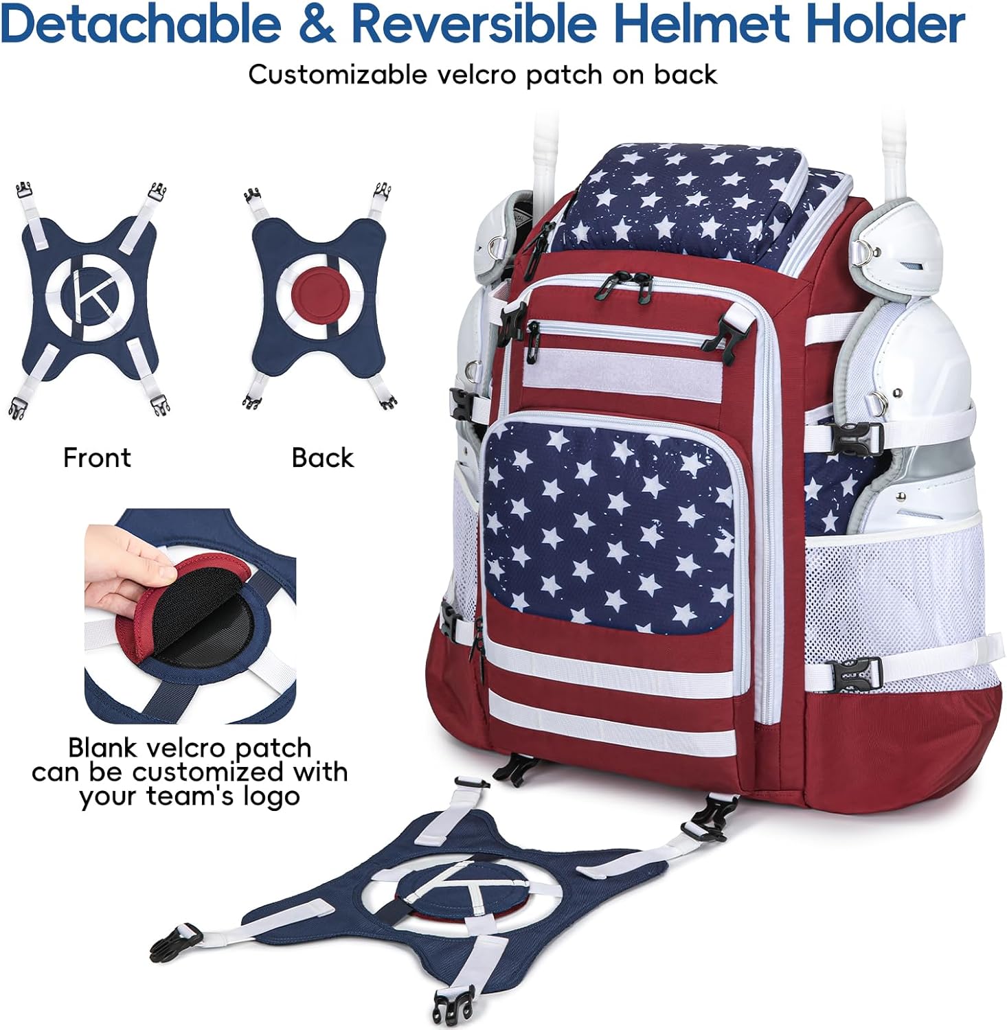 Catchers Gear Bag, 80L Baseball/Softball Backpack Holds 2 Sets of Gear with Shoe Compartment, Helmet Holder & Cooler Pocket - Image 5