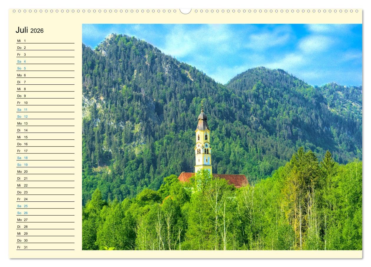 Bayern - Idylle zwischen Allgäu und Bayerischen Alpen (hochwertiger Premium Wandkalender 2026 DIN A2 quer), Kunstdruck in Hochglanz: Impressionen aus Bayerns Alpenvorland (CALVENDO Natur)