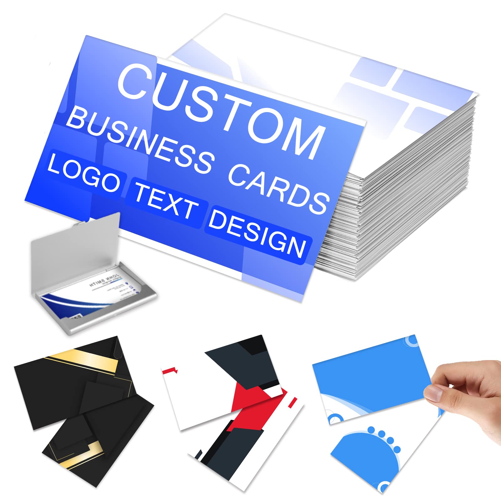 Cartes de Visite Personnalisées avec Logo, Texte Recto Verso, Imperméable 300gms pour Entreprises
