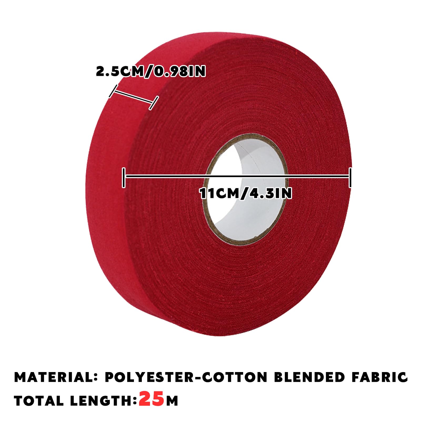 2 Rollos Cinta Hockey Antideslizante para Mango Raqueta de Hockey Sobre Hielo Cinta de Agarre, Cinta de Hockey 2,5 cm x 25 m Cinta Adhesiva Cinta para Palo de Hockey Tenis Golf (Negro,Rojo)