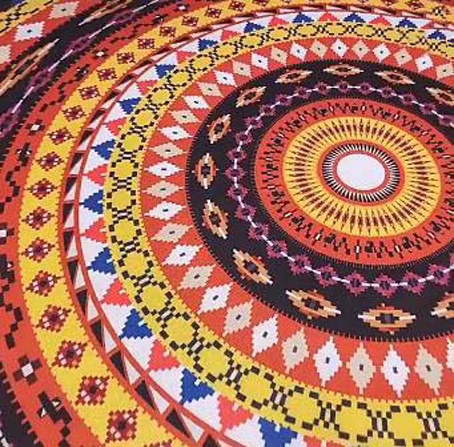 Dhao Tapis Rond Mandala Motif Bohême Moderne pour Salon Chambre à Coucher Cuisine Lavable Grands Antidérapant Tapis Diamètre: 160 cm