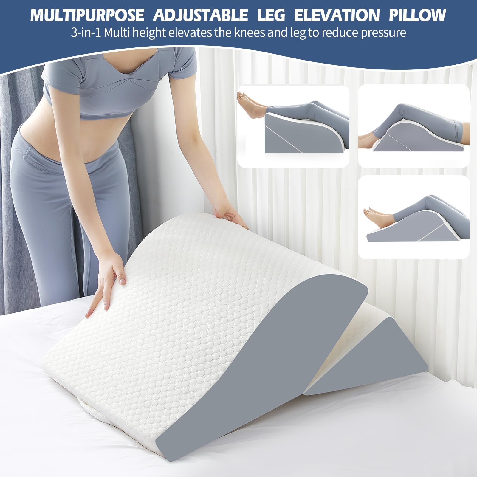 Simpledad Almohadas de cuña de elevación de piernas 2PCS para Dormir, Almohada de cuña de Pierna después del reemplazo de Rodilla después de la cirugía, cuñas de Pierna para elevación para hinchazón.