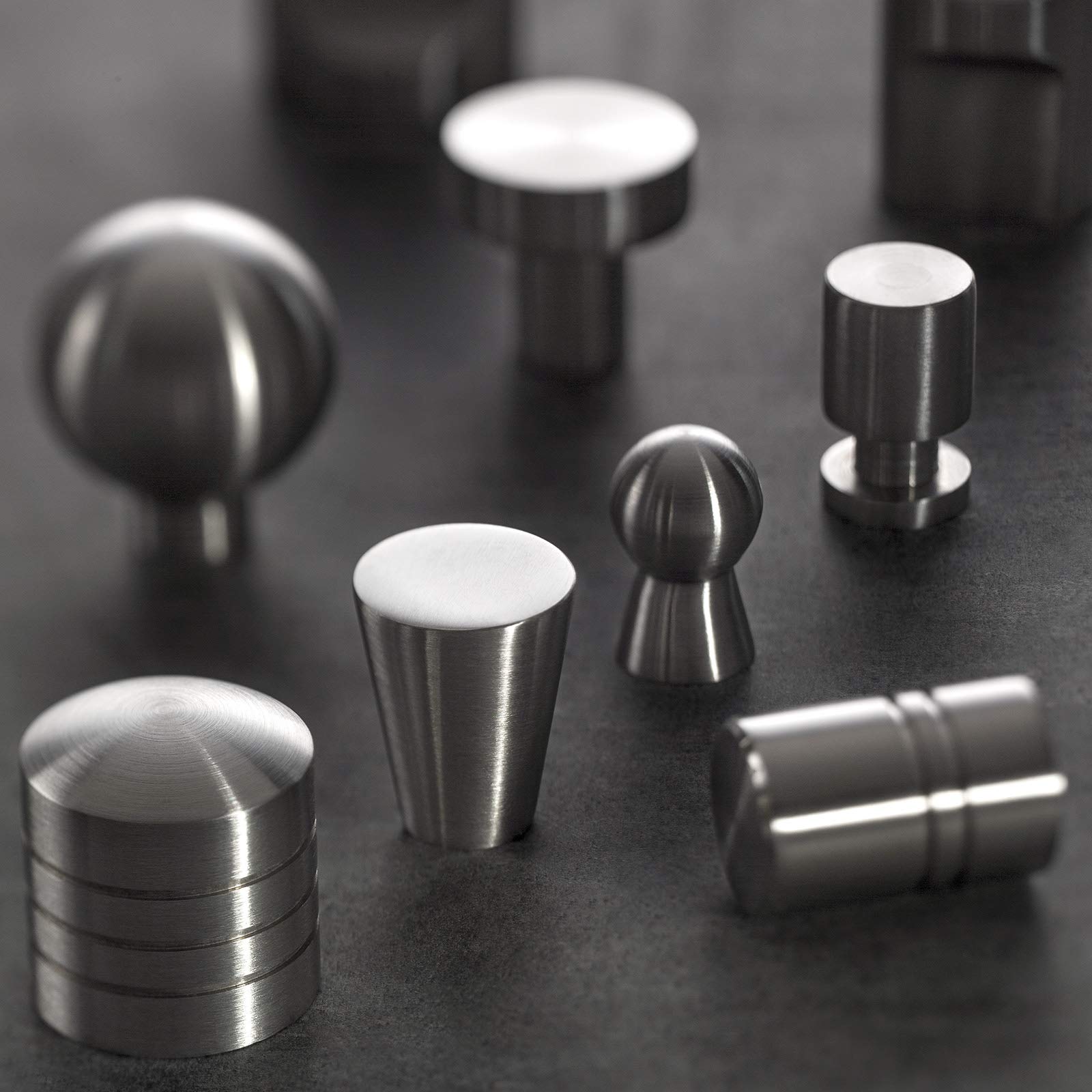 SOTECH 10 Stück Möbelknöpfe BRISTOL Ø 30 mm Höhe 32 mm Edelstahl gebürstet