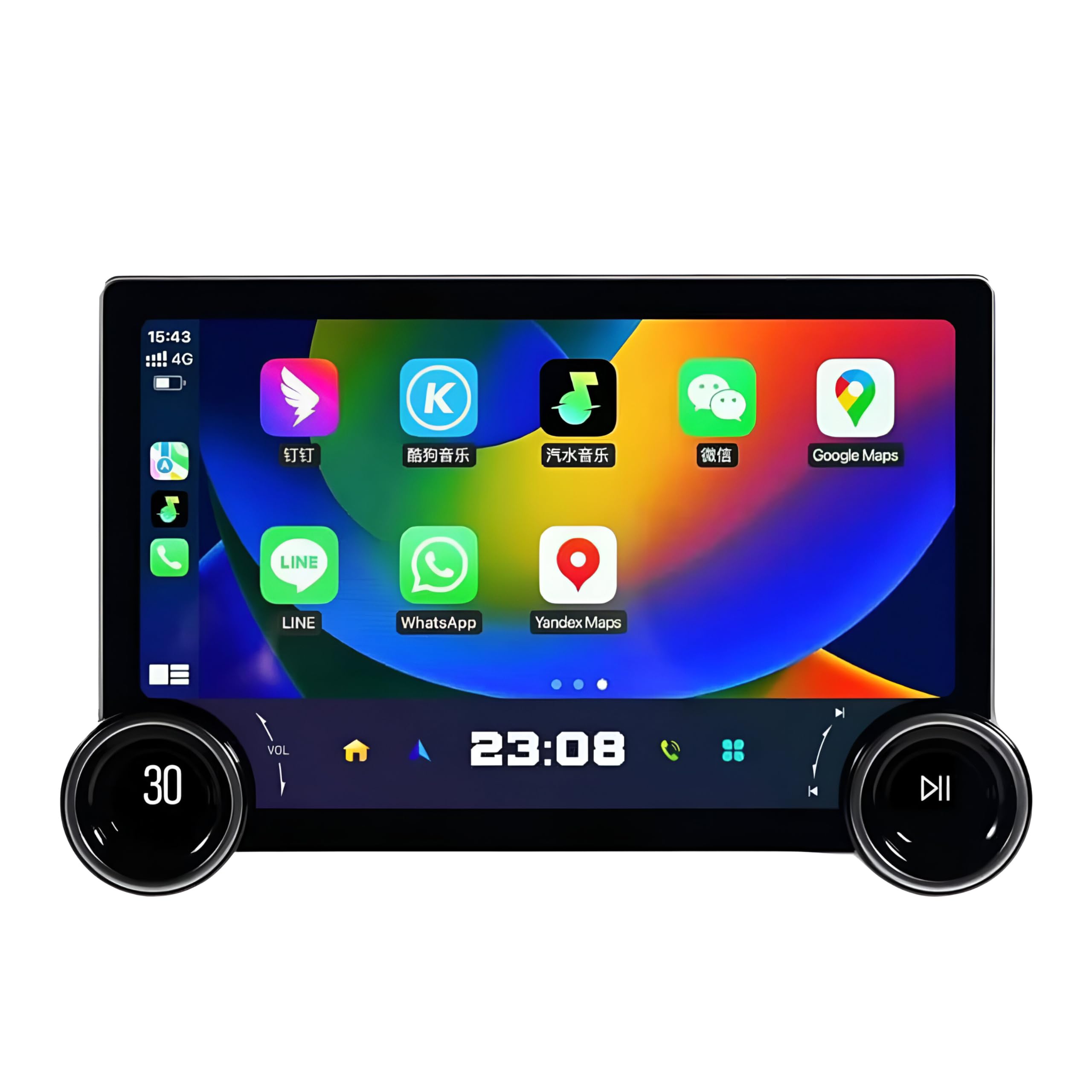AudioTune Autoradio 10.1" Android 13-2 DIN Touchscreen QLED HD 1280x800, CarPlay Android Auto Wireless, WiFi 6, Bluetooth 5.4, GPS, FM/AM (RA-302)