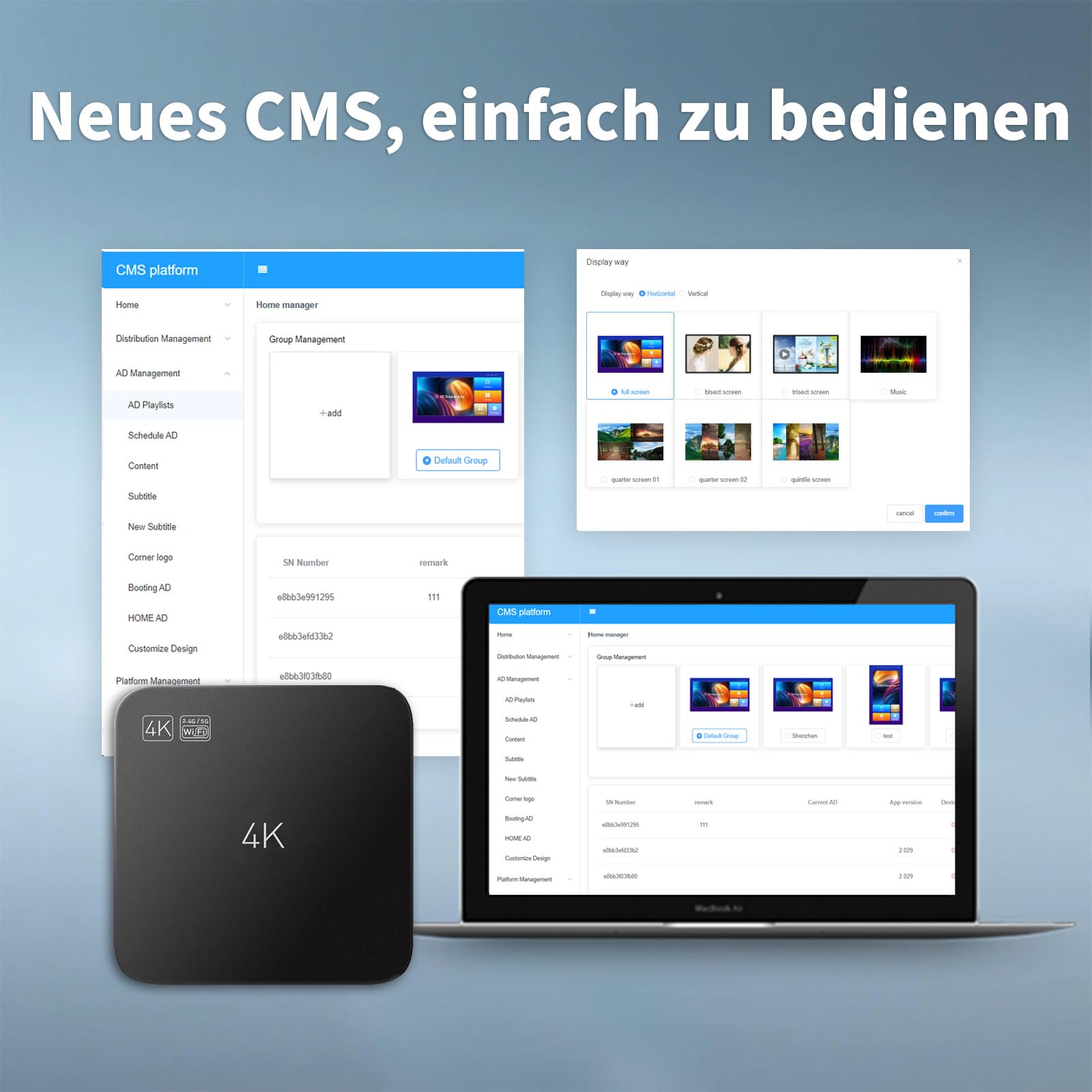 Digital Signage Media Player Box freies Cloud CMS-System verwandeln Sie Ihren Fernseher in Werbedisplay… (YM05/1+8G)