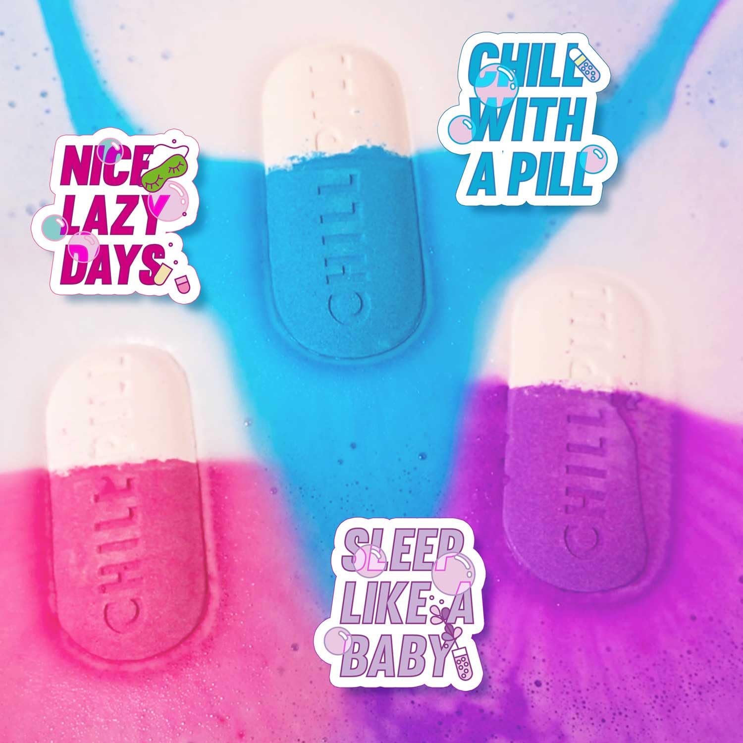 CRAZE Bodyness Bath Bomb Chill Pill – kula do kąpieli w kształcie tabletek, kula do kąpieli do pielęgnacji skóry i relaksu z aromatem, 70 g