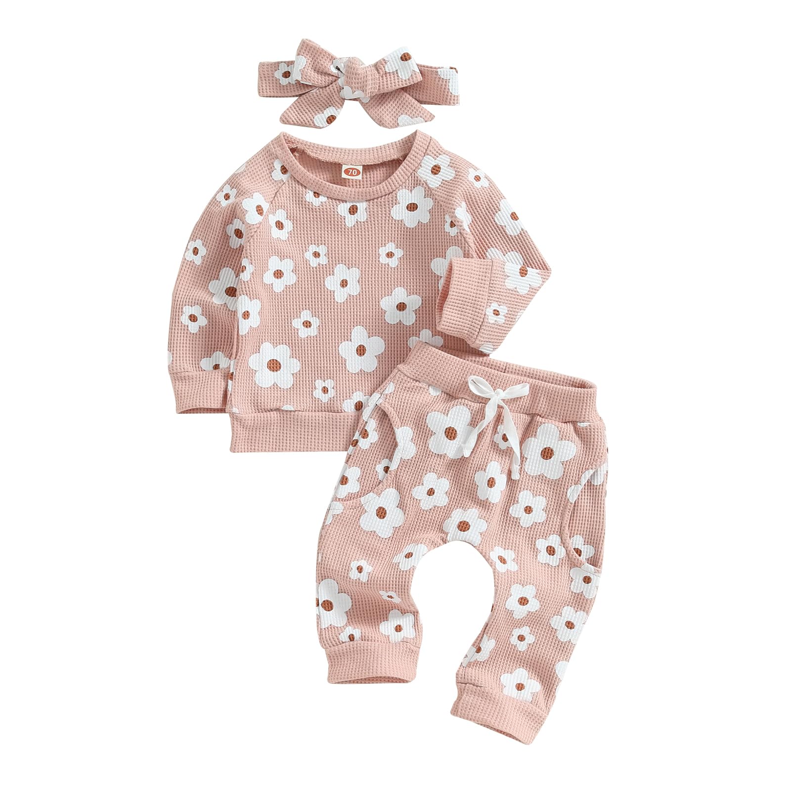 Toddler Baby Girl Fall Winter Clothes Newborn Infant Floral Pullover Sweatshirt T-Shirts+Pants 3PCS Outfits Set