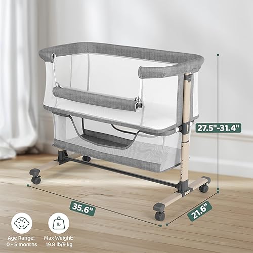 Miniatura 2 de Cowiewie Moisés para dormir de noche, portátil, transpirable, ajustable para noches tranquilas, gris