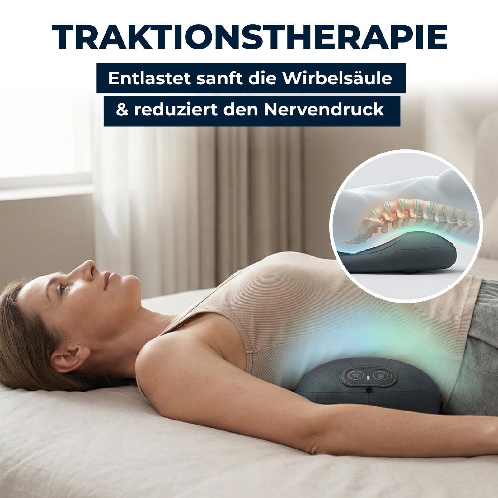 Curesleep - Triple Fusion Massagegerät, Curesleep Massage, Vibration, Beheizung, Aufpumpen Und Entleeren, Ergonomisches Design, Memory-Schaumstoff (Grau)