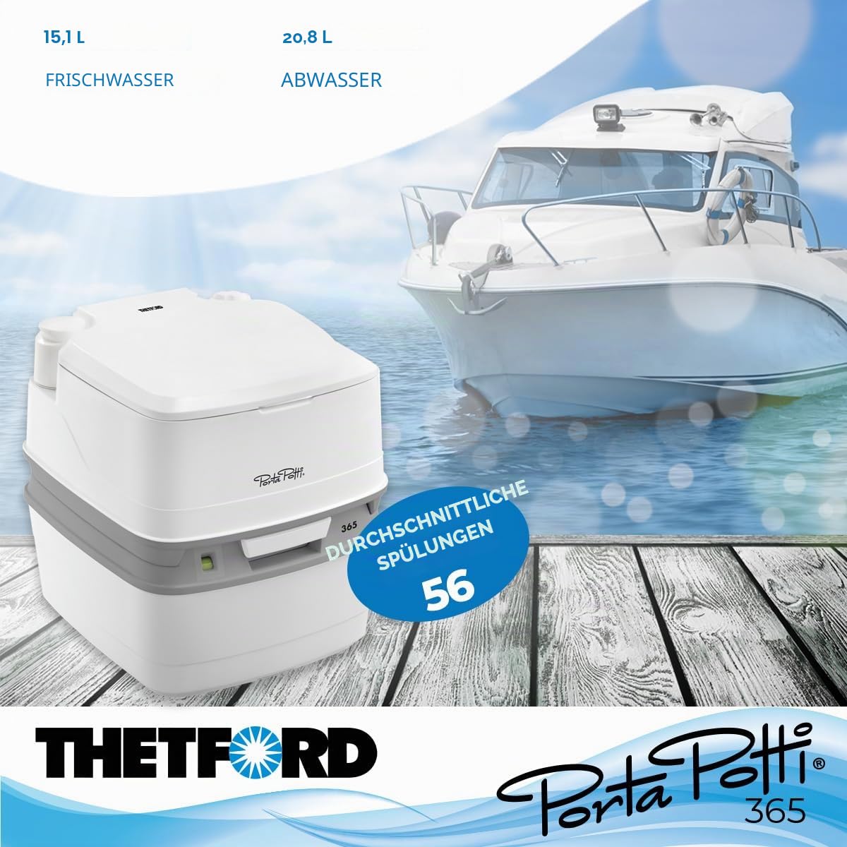 Thetford 92820 Porta Potti 365 Toilette Portatili Qube, weiß, 414 x 383 x 427 mm