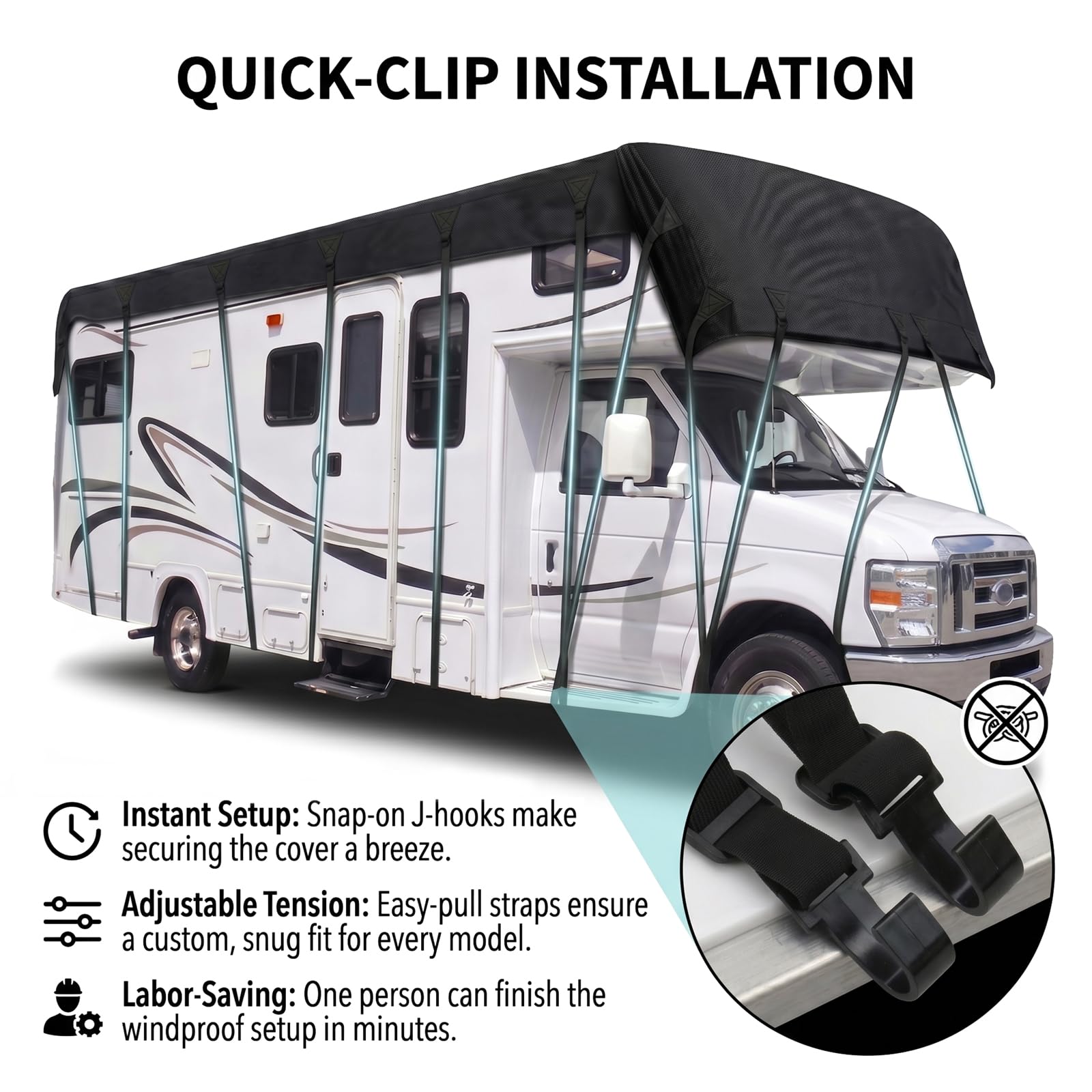 Copertura Superiore per Camper e Caravan, Telo Tetto Impermeabile 420D Oxford Waterproof, Tessuto Traspirante Anti-UV e Antigrandine, Universale,Grigio,16.4'Lx9.8'W(5x3m)