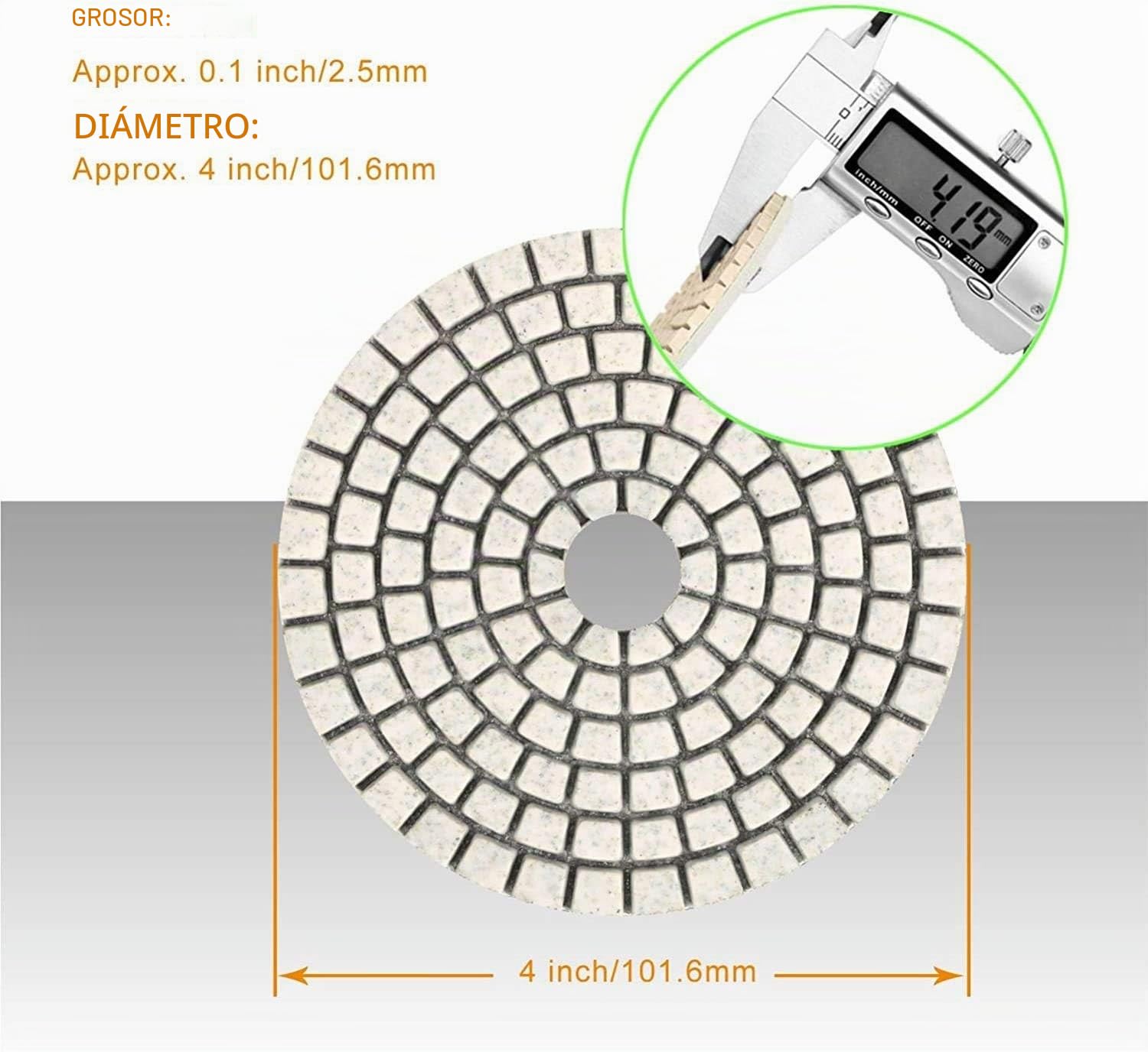Disco de Diamante para Pulir, 100 mm Húmedo de Pulidoras de Diamante Accesorios 50#,100#,200#,400#,800#,1500#,3000#,6000# para pulidor de piedra mojada pulidora -OA1597SET15