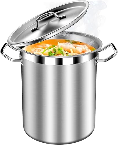 STOCKPOT Olla Grande para Sopa con Tapa - Ollas de Acero Inoxidable de 40 Cuartos, Ollas de Cocina, Olla con Tapa, Ollas Grandes para Cocinar,