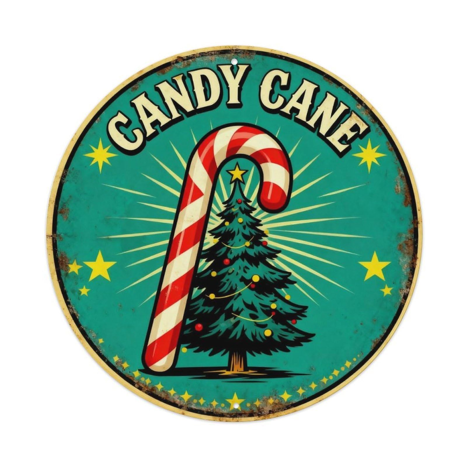 Candy Cane Christmas Sign Metal Tin Sign Plaque