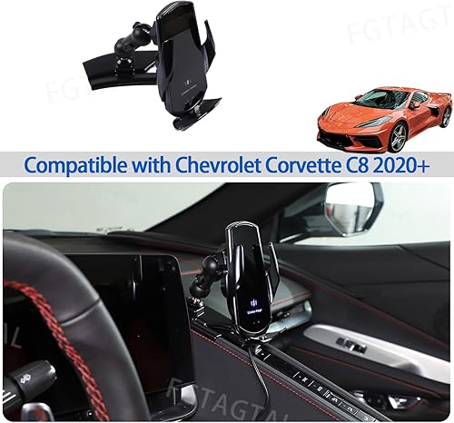 Miniatura 6 de Soporte de teléfono para automóvil para Chevrolet Corvette C8 2020-2024, soporte de teléfono celular para consola central, panel lateral de aire