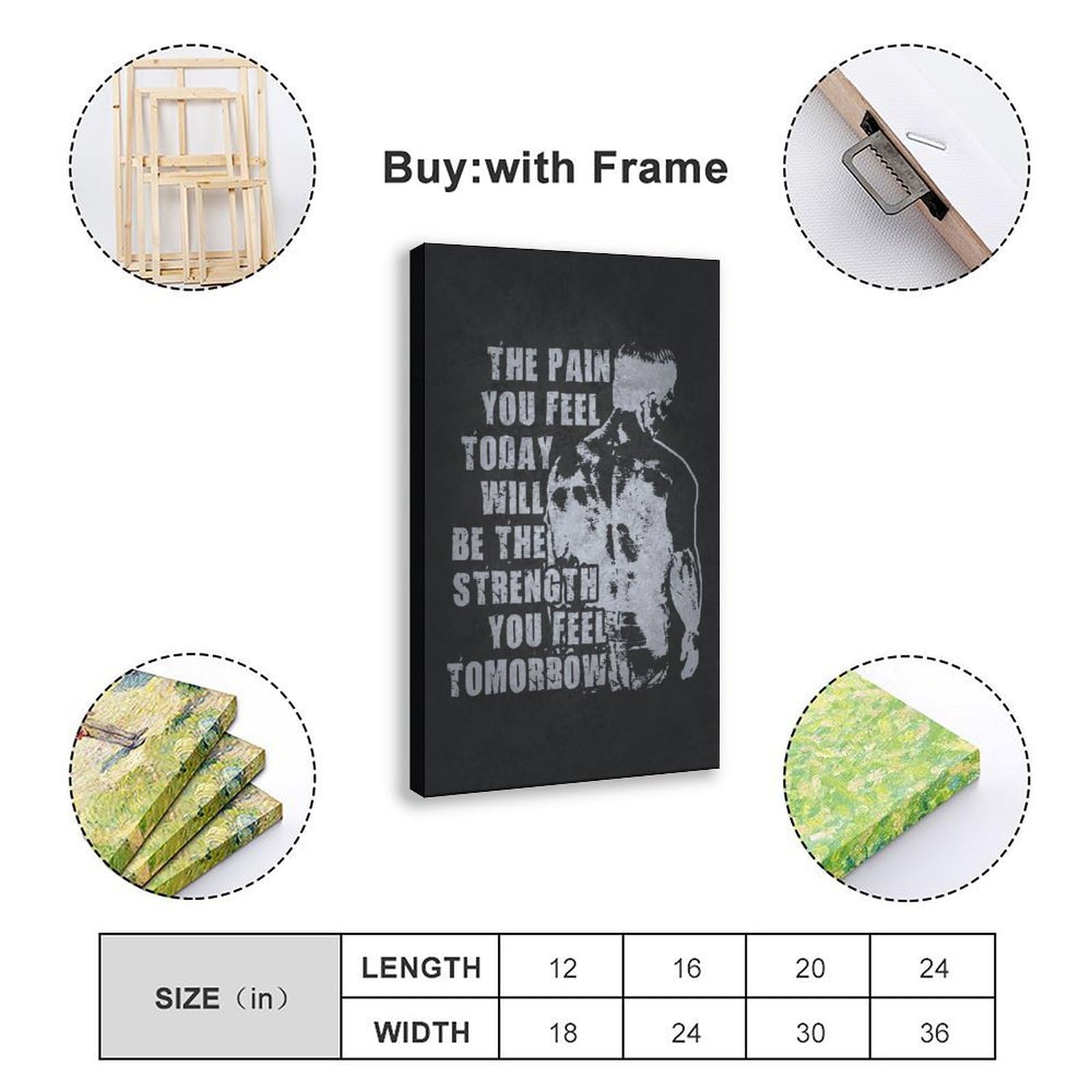 Póster motivacional con cita de ejercicio de fitness para gimnasio, hogar, estudio, oficina, decoración de 60 x 90 cm