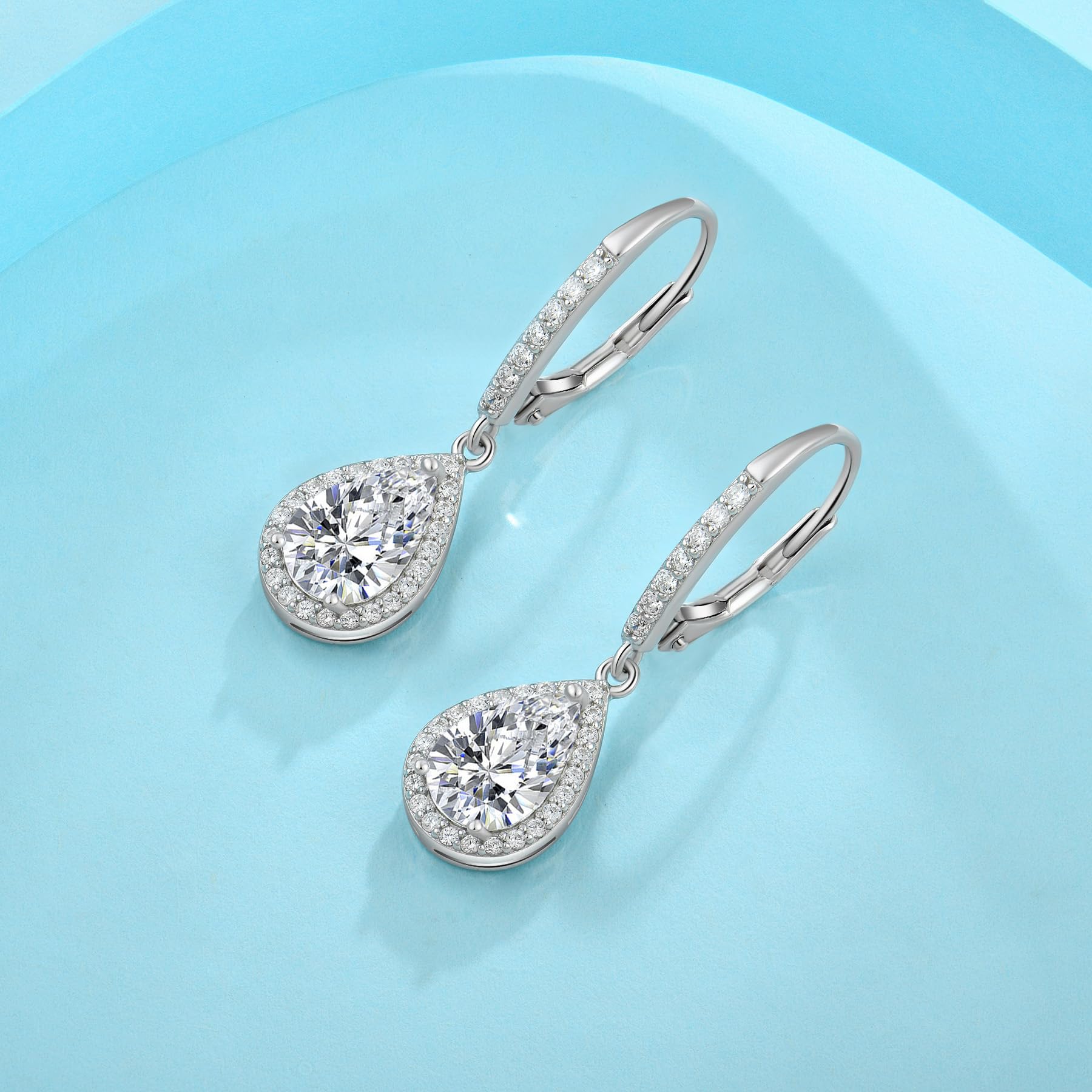 FJ Tropfen Hängend Ohrringe Damen 925 Sterling Silber Geburtsstein Ohrringe Schmuck Geschenke für Frauen Mutter Freundin Mama