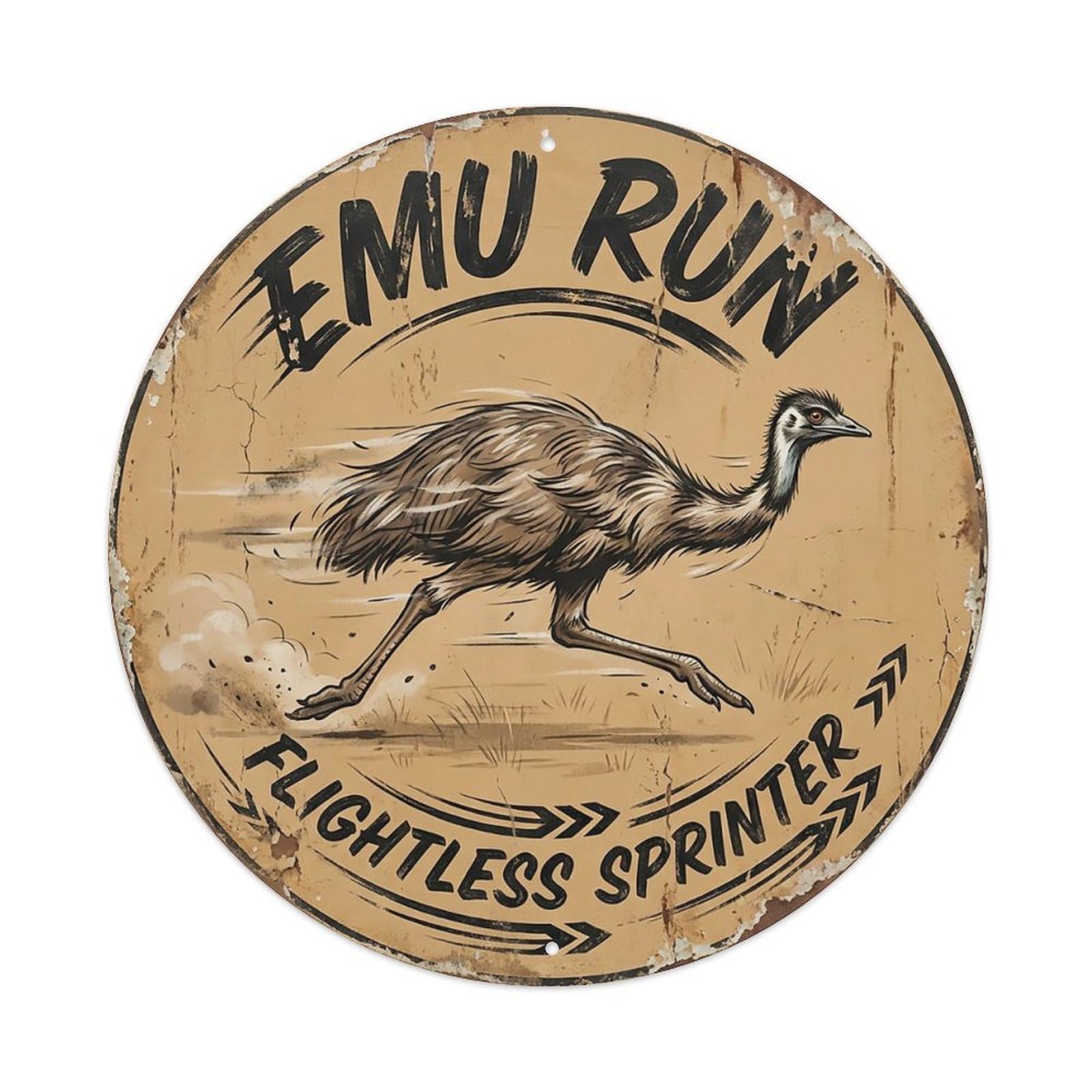 Cxhjca 8X8inch(20X20cm) Emu Run Flightless Sprinter Metal Tin Sign