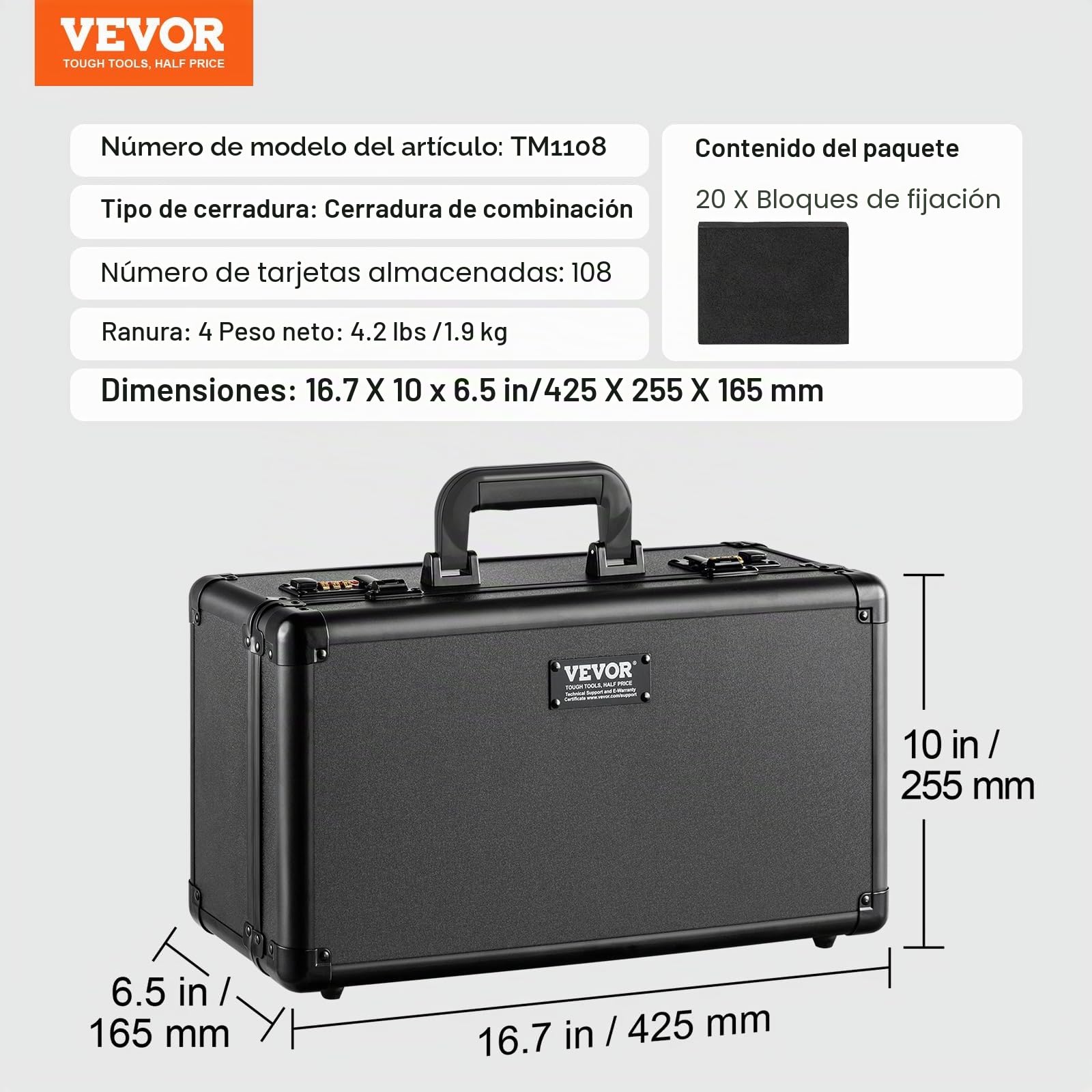 VEVOR Caja de Almacenamiento de Tarjetas Graduadas