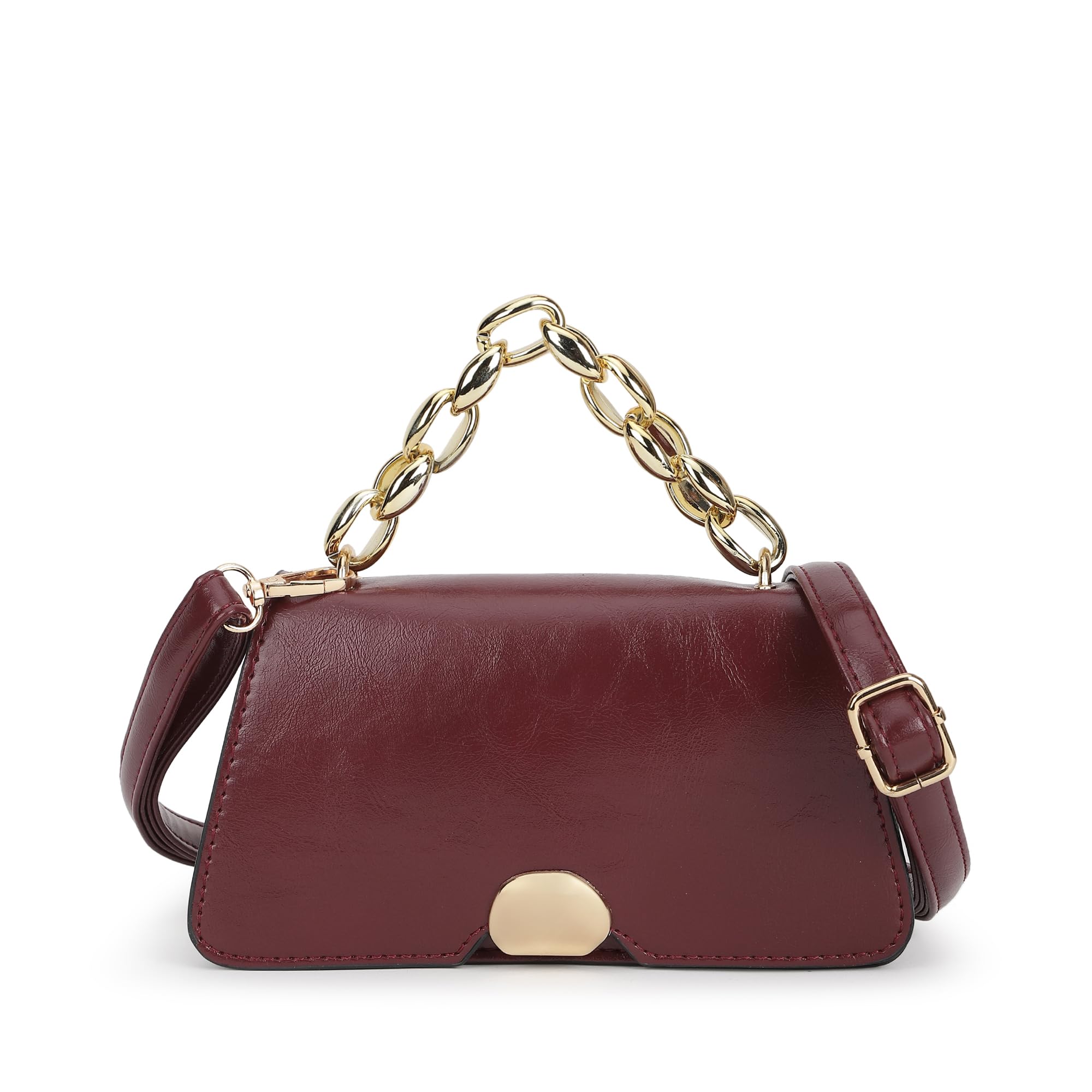 Fastrack Gold Tone Chain Strap Sling Bag for Womens, Ladies and Girls | Classic Handbag for Womens | Made Up of Premium Semi PU Leather (B0D9BKKNGC) Amazon Price History, Amazon Price Tracker