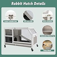 Vista 6 de Jaula para conejos interior - Jaula de madera para conejos de 91 cm con ruedas, jaula para conejos, jaula para conejillos de indias, bandeja