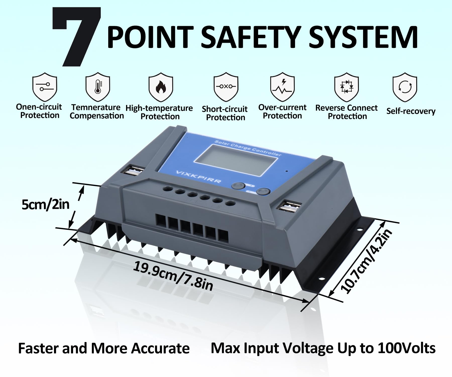 30A Controlador de Carga Solar 12V 24V 36V 48V con Bluetooth,PWM 30A Regulador de Carga Solar con Sensor Temperatura,LCD Pantalla Retroiluminada,4×USB,Regulador Solar para plomo ácido y litio Baterías