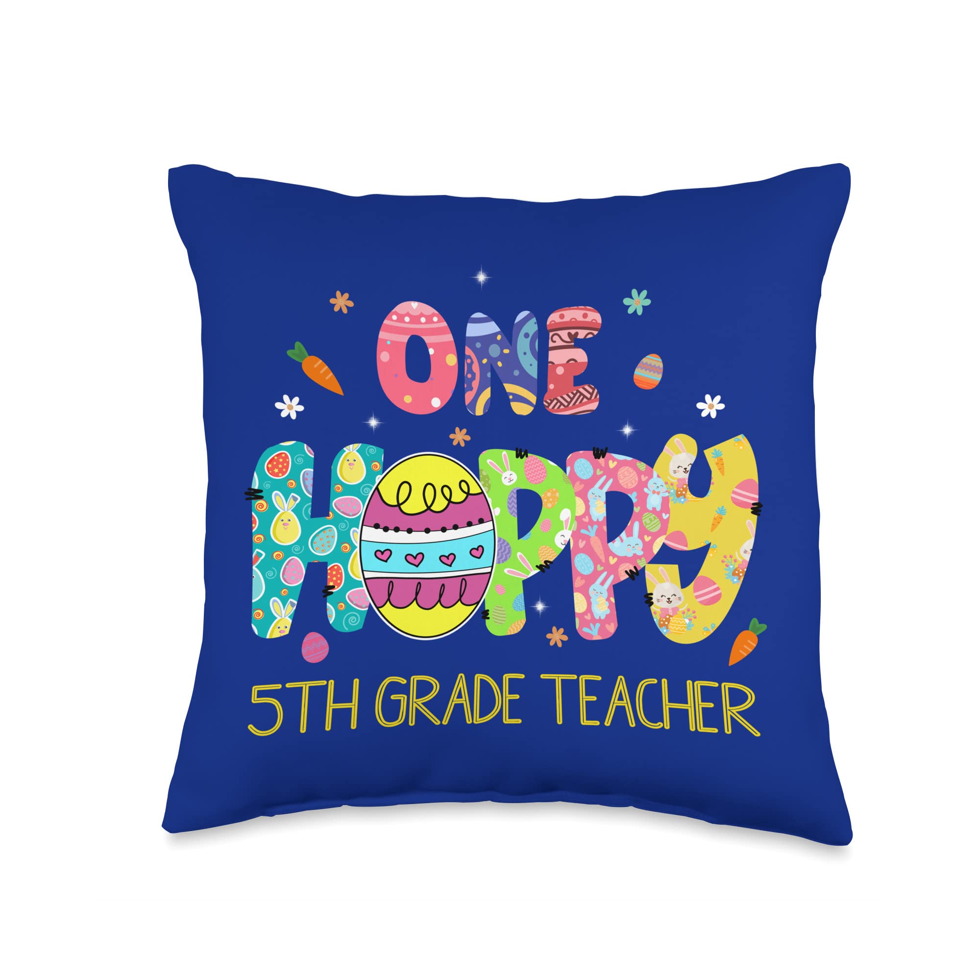 One Hoppy 5th Grade Back to School Fifth Teacher Throw Pillow, 16x16, Multicolor
