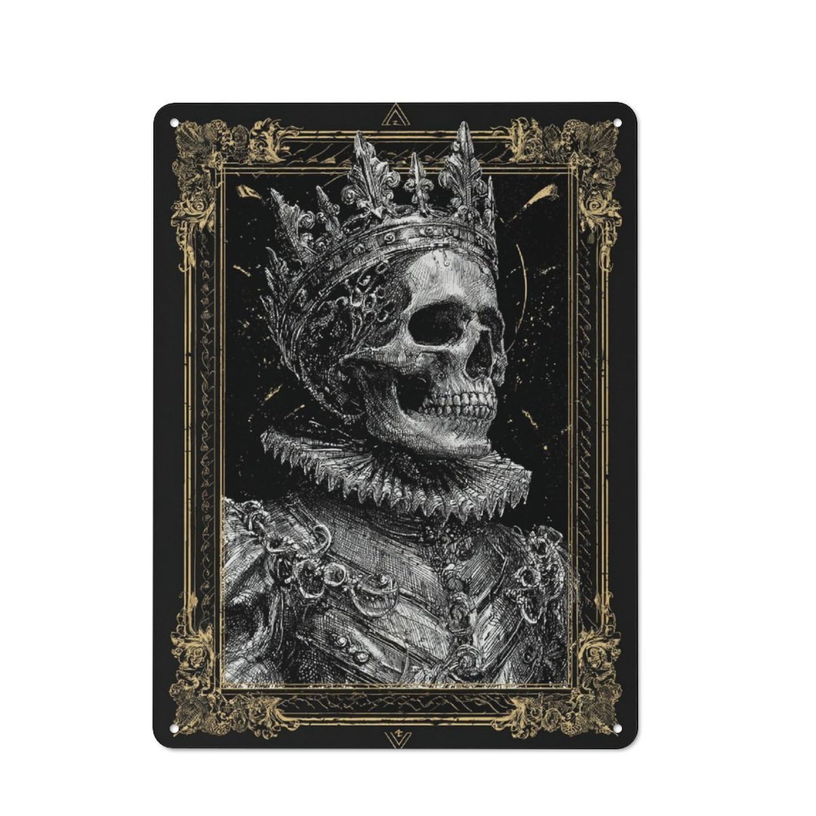 Junmoney Skull King's Majesty Garden Style Tin Sign 40X30cm, Porch Wall Decor For Patio Bar, Workshop, Shed Or Kitchen