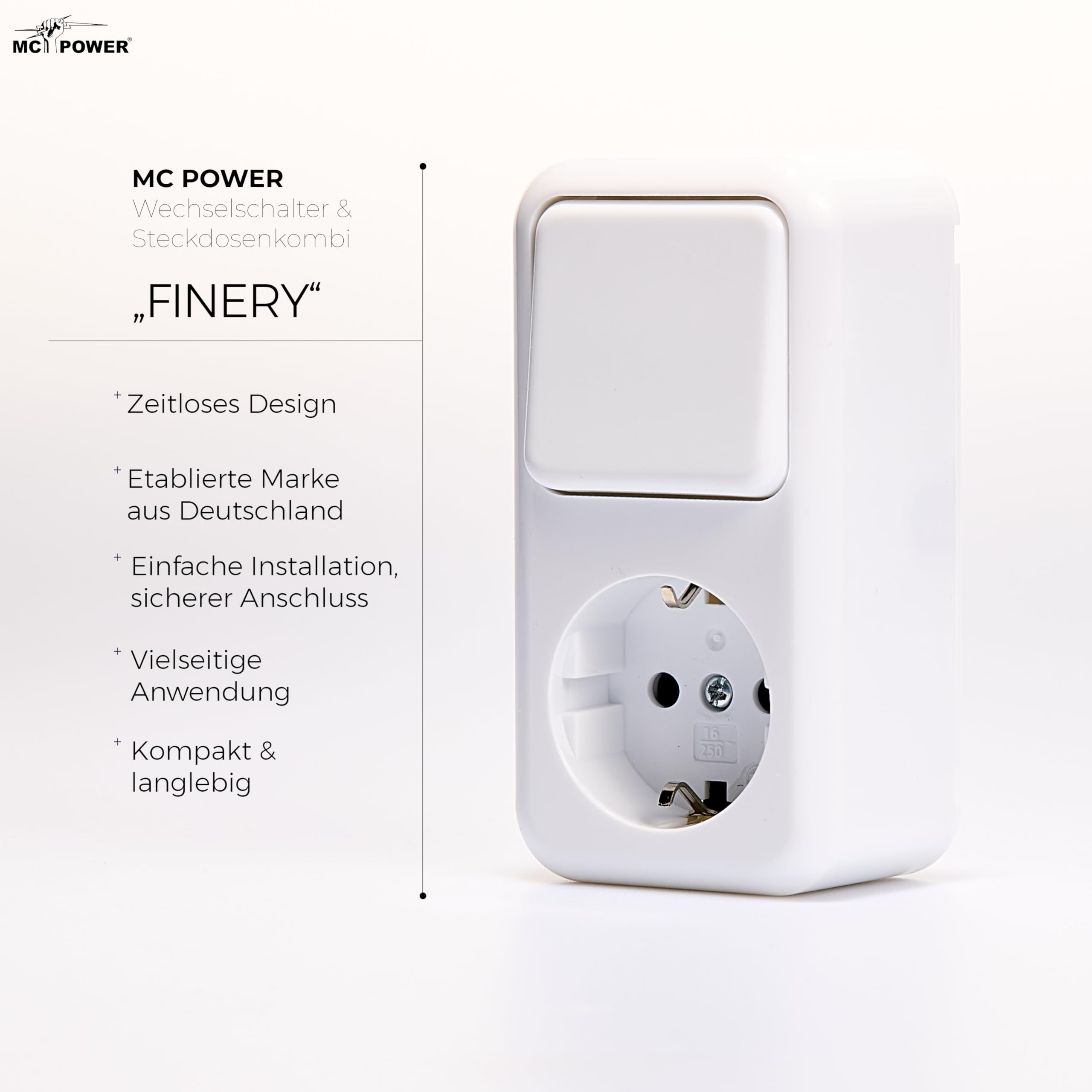 Combinación de tomas de corriente para conmutador de superficie | galas | Toma de contacto de protección AP 250V/16A, interruptor de superficie 250V/10A para interior, blanco