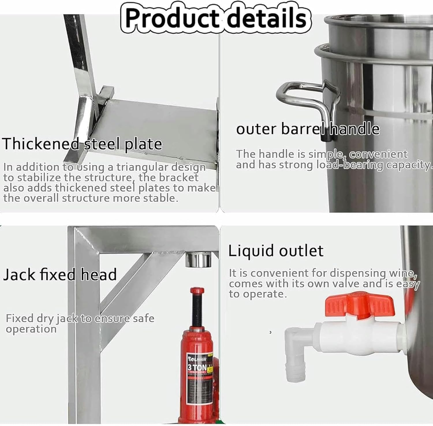 Prensador de frutas y vino, trituradora manual de sidra para manzana, uva, verduras con barriles dobles de acero inoxidable, máquina de prensa resistente para tintura, queso, hierbas