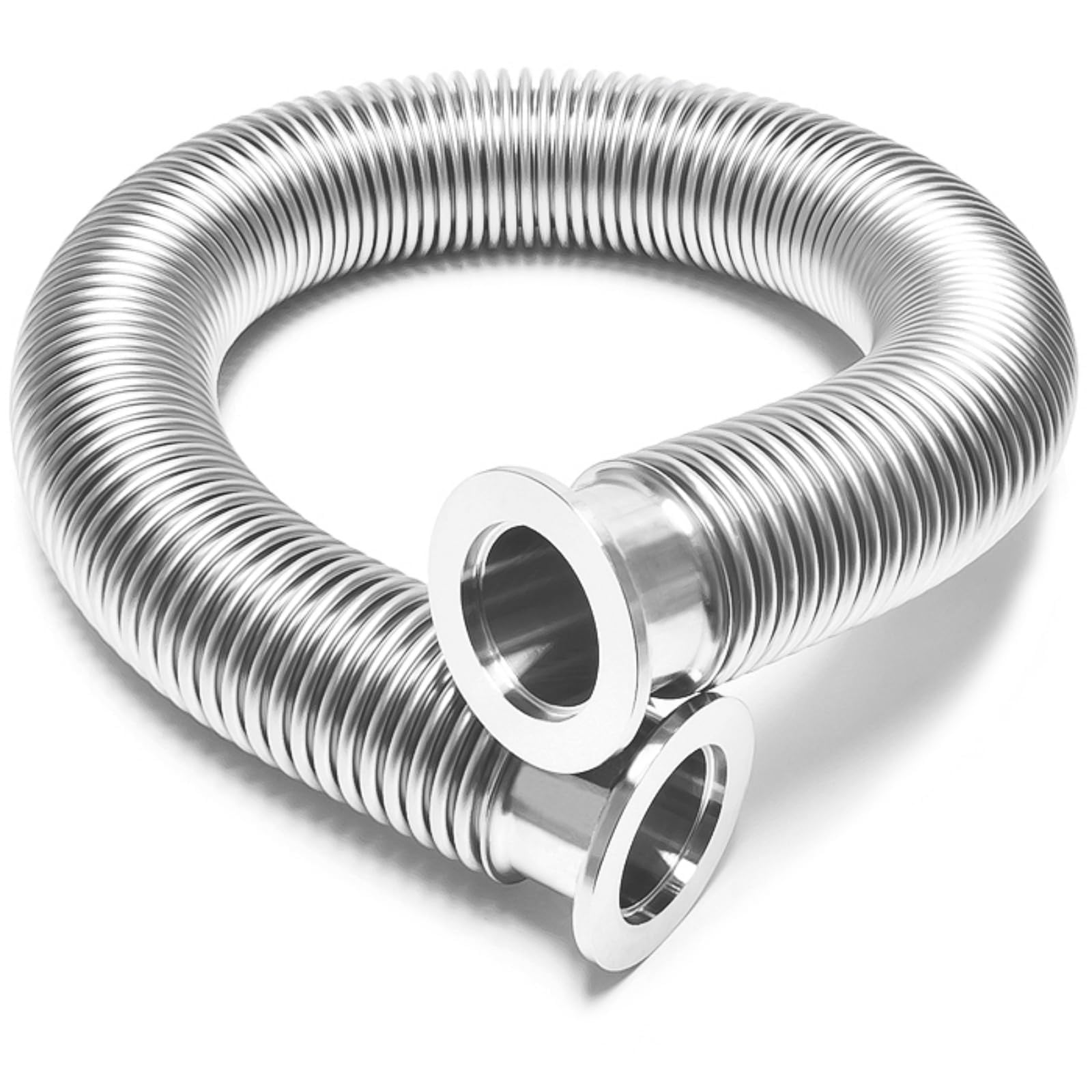 KF-40 Manguera de fuelle flexible de acero inoxidable, tubo corrugado al vacío ISO-KF de 98.43 pulgadas (2500 mm) para tamaño de brida NW-40