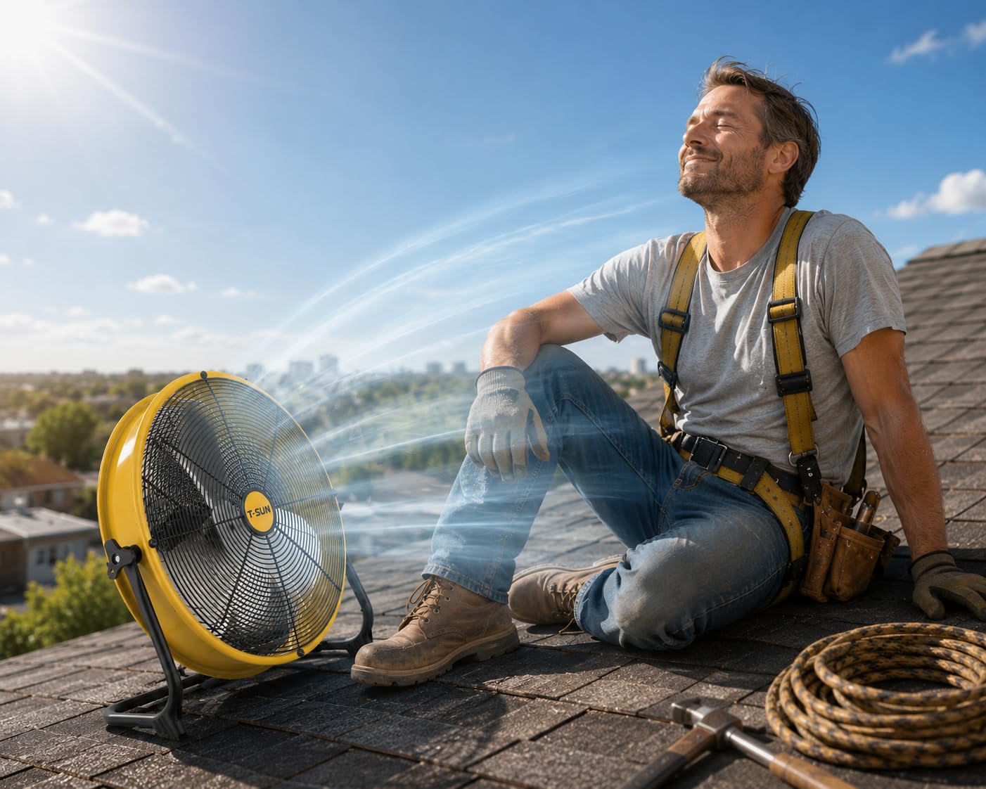 40CM Ventilatore a Piantana compatibile con De-walt Batteria/ Adattatore CA Regolazione Continua Della Velocità Inclinazione Regolabile a Silenzioso Maniglia Portatile Base Antiscivolo(Senza Batteria)