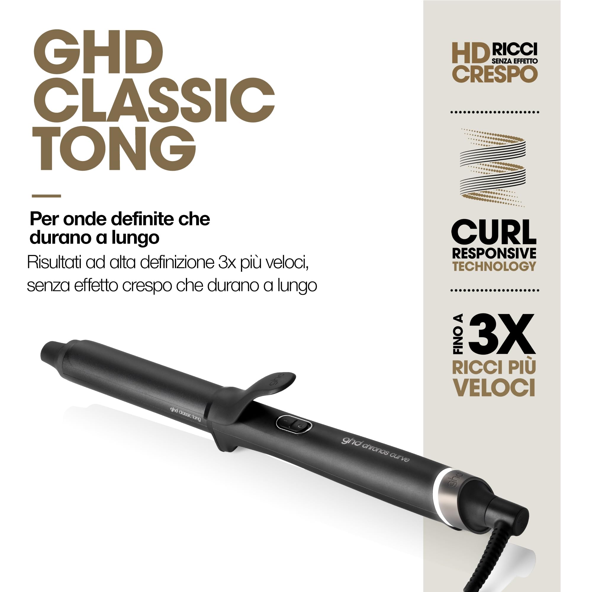 ghd Chronos Curve Classic Tong Arricciacapelli Professionale in Nero - Per Onde Definite che Durano a Lungo - Ideale per Tutte le Lunghezze di Capelli (Presa EU)