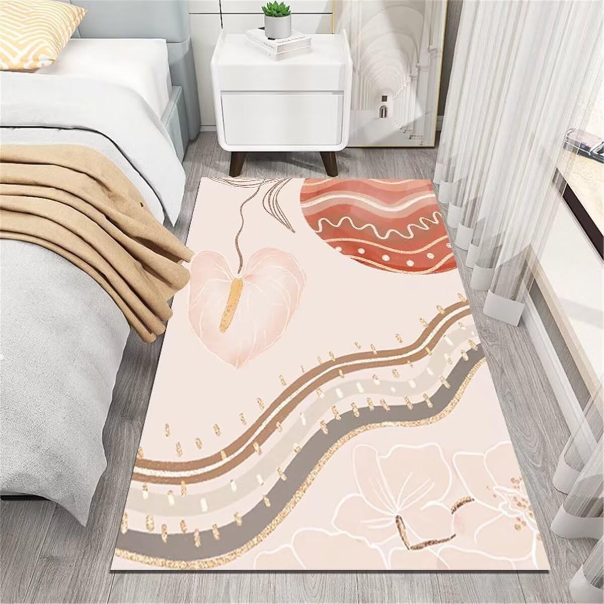 Tapis chambre garçon 120x170cm moderne au motif floral lavable