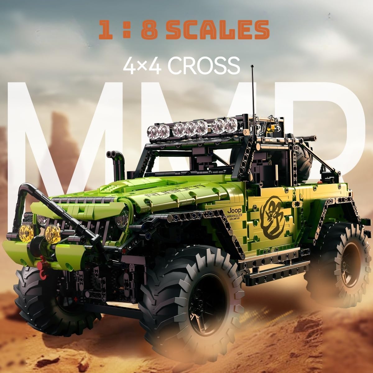 Wrangler 1:8 Scales Off-Road Cars Building Block Sets for Adults-4x4 All Terrain Off Roader Trucks Vehicle SUV Model Toys Kits Birthday for Boys Men Teens Age 14+（2357 PCS）