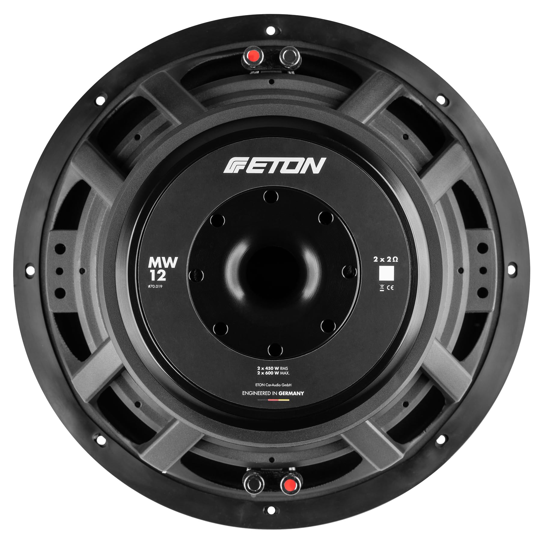 ETON MW 12 - Potente subwoofer da 30 cm/12 pollici, basso per auto, suono profondo altoparlante con magnete in ferrite, 2 x 2 ohm, 2 x 600 Watt, 1 pezzo