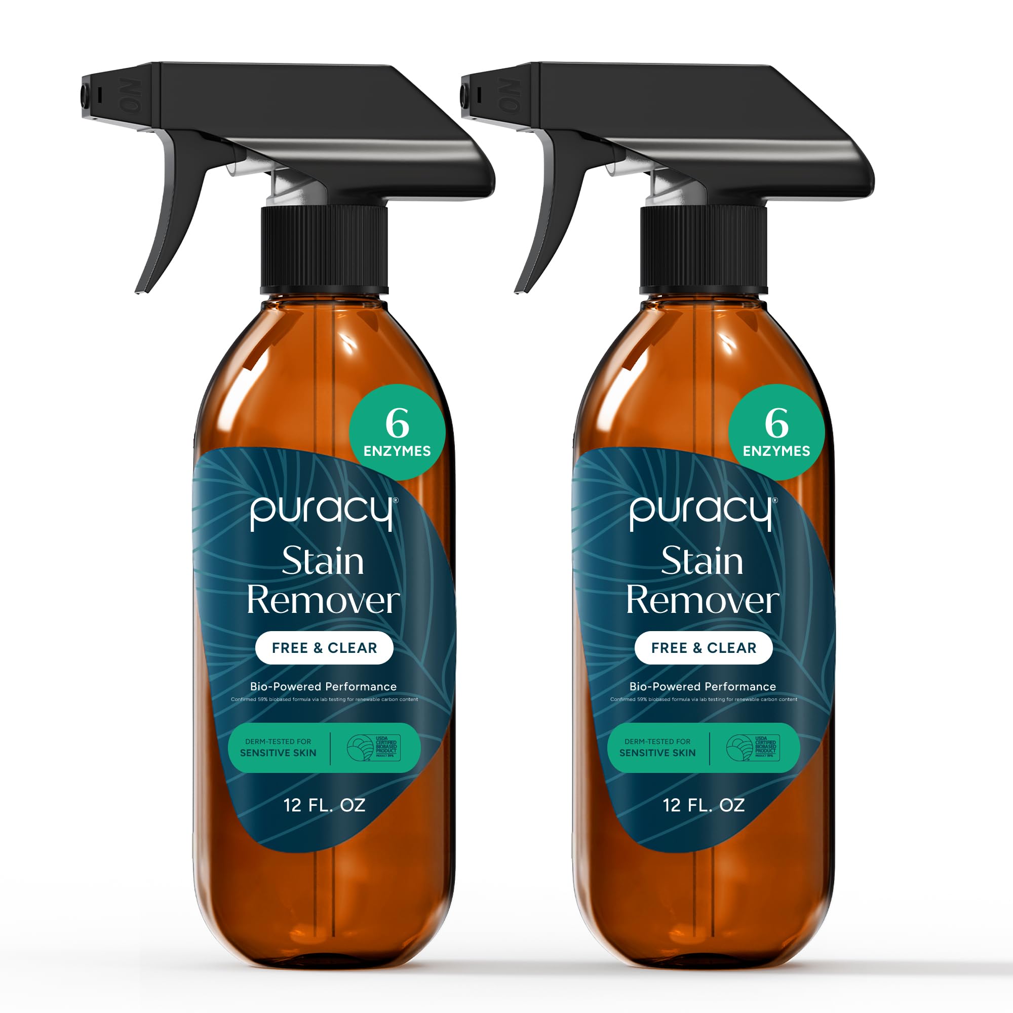 Puracy Stain Remover, Travel and Laundry Stain Cleaner for Clothes, Baby Essentials, Kids Stains, Oil and Fabric Spot Cleaner (Stain Remover Spray, 12 fl oz) (Pack of 2)