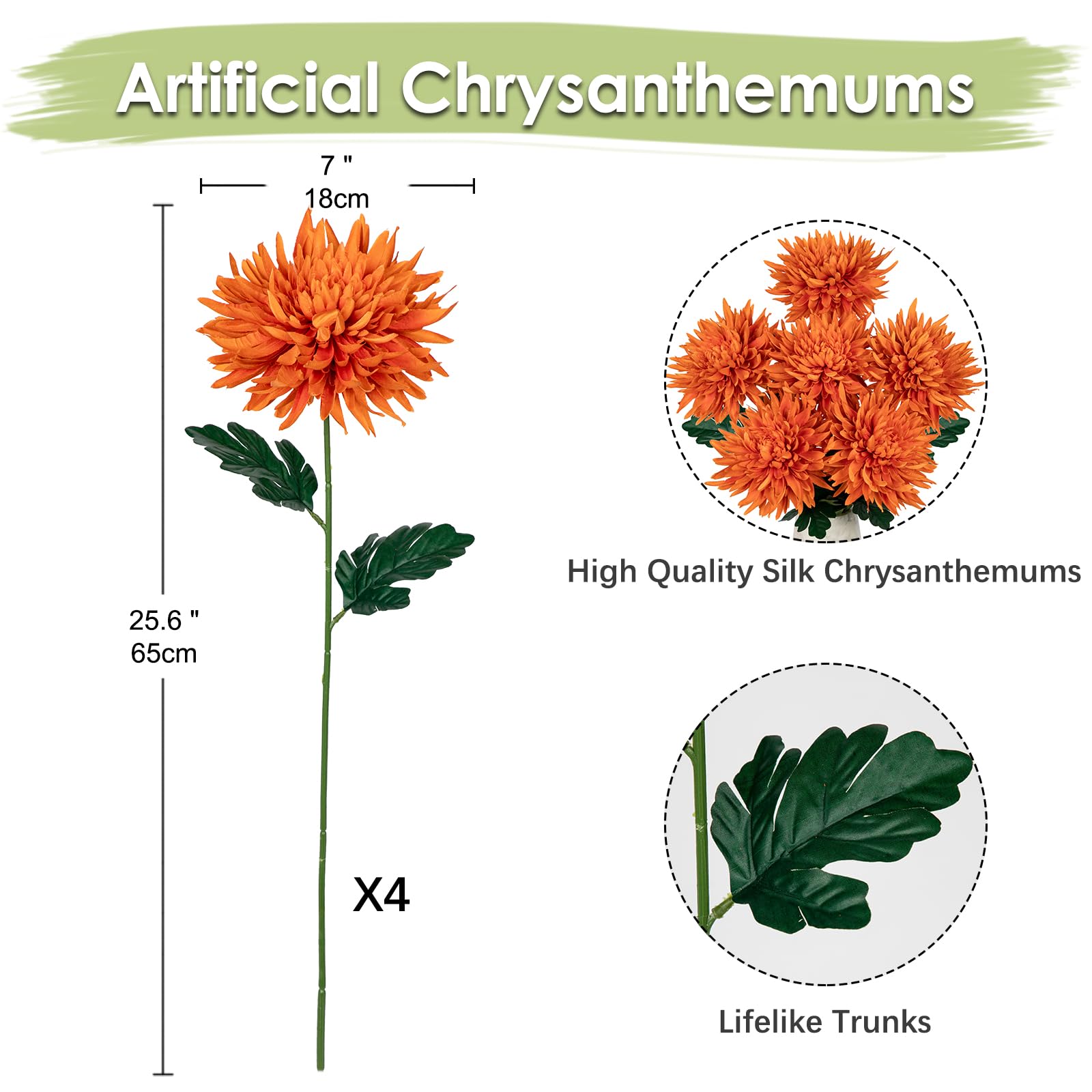 Künstliche Chrysanthemen 6er Set – Große Seidenblumen Für DIY-Deko