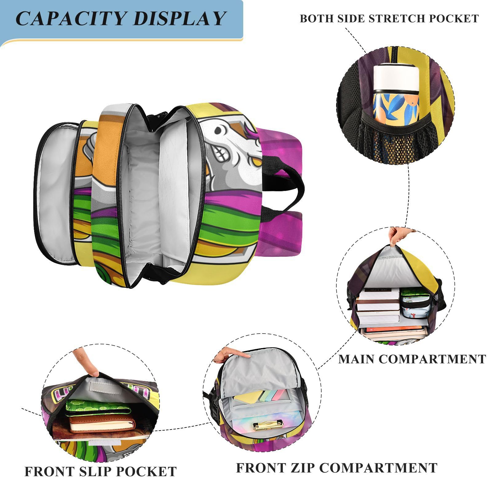 Adorable Unicornio Bebé Caballo Animal Mochila Para Niños Niñas Escolar Mochilas Grande Reflectante Bolso de Escuela De Viaje Mujeres Hombres