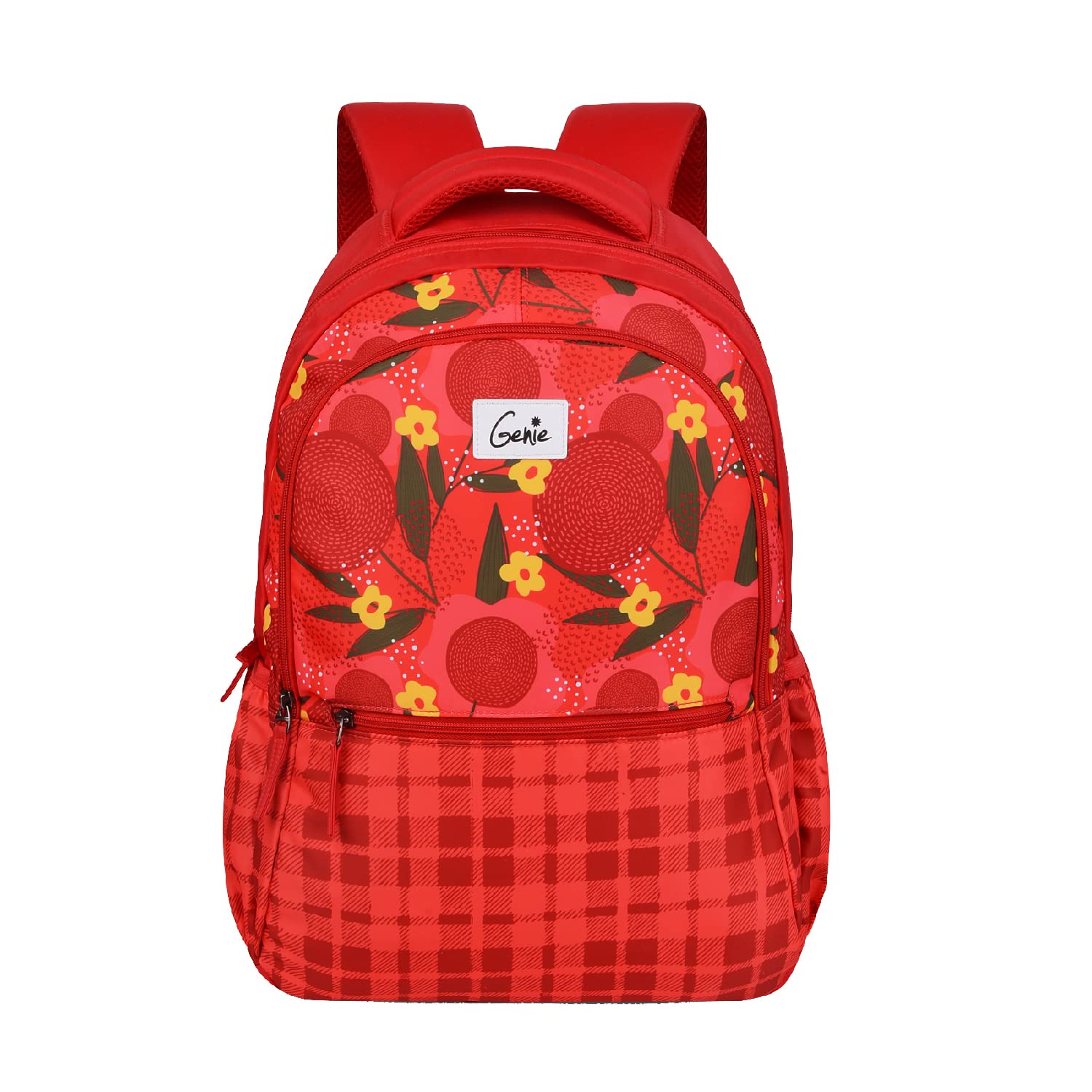 Genie Chekmex Backpack for Women - 2 compartments, School Bags for Girls, Stylish and Trendy College Backpacks for Girls, Water Resistant and Lightweight Bags for Office and Travelling Purpose.